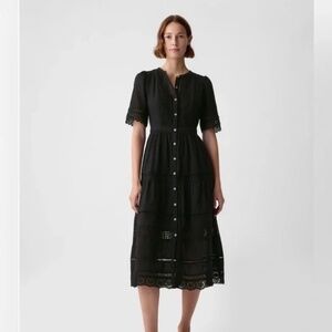 Gap lace midi dress black small